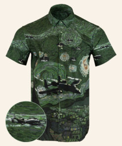 Starry Flight Green Shirt Tactical Hawaiian Shirt Present For Husband