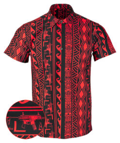 Tiki Black Red Button Down Shirt Tactical Hawaiian Shirt Good Gifts For Father