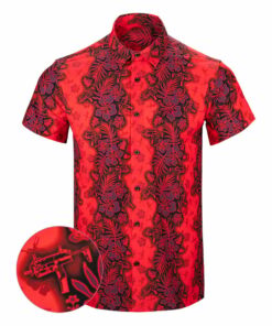 Tropic Aloha Red Button Down Shirt Outdoor Hawaiian Tactical Shirt Gifts For Gun Lovers -WearandDecor