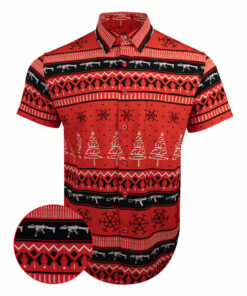 The Workshop Red Button Down Shirt Tactical Hawaiian Shirt Pro Gun Rights Merch Husband Gifts -WearandDecor