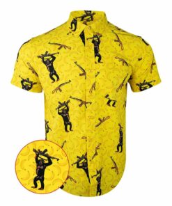The Origin Button Down Shirt Banana And Gun Print Hawaiian Shirt Christmas Gifts For Friends -WearandDecor