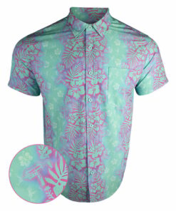 Tropic Aloha Mint Pink Button Down Shirt Outdoor Hawaiian Tactical Shirt Gifts For Gun Owners -WearandDecor