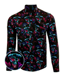 Black Beard Long Sleeve Button Down Shirt Gun Print Hawaiian Shirt Xmas Presents For Friends -WearandDecor