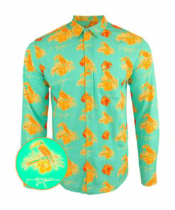 Cans And Toucans Mint Long Sleeve Button Down Shirt Hawaiian Tactical Shirt Gifts For Him -WearandDecor