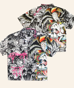 Ed Hardy Merch Battle Skull Hawaiian Shirt Ed Hardy Shirt Gift Ideas For Husband - WearandDecor