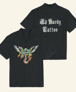 Ed Hardy Merch Dragon Twill Hawaiian Shirt Ed Hardy Tattoo Shirt Gifts For Dad - WearandDecor