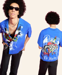 Ed Hardy Merch Cross Snake Hawaiian Shirt Ed Hardy Shirt Gifts For Son In Law - WearandDecor