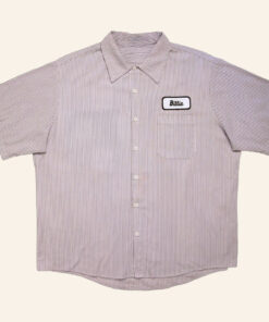 Billie Eilish Merch SUAY x Billie Upcycled Striped Button Up Shirt Gifts For Husband