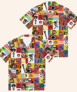 Stranger Things Merch Stranger Things Cartoon Pattern Button Up Shirt Christmas Gifts For Dad