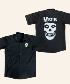 Misfits Merch Misfits Fiend Skull Button Up Shirt Best Gifts For Rock Lovers