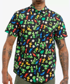 Pikmin Merch Pikmin Character Clover Button Up Shirt Presents For Game Lovers - WearandDecor