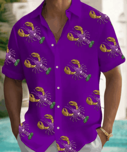 Crawfish Mardi Gras Hawaiian Shirt Fat Tuesday Shirt New Orleans Mardi Gras Clothing