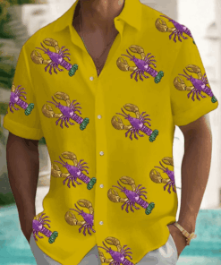 Crawfish Mardi Gras Hawaiian Shirt Mardi Gras Shirts Men's New Orleans Festival Apparel