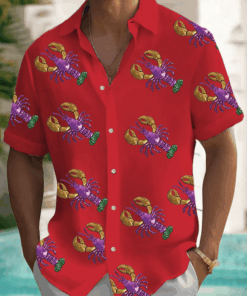 Crawfish Mardi Gras Button Down Shirt Mardi Gras Shirts Men's New Orleans Festival Clothing