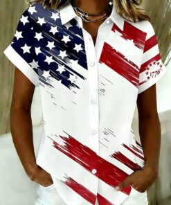 America 250th Anniversary Hawaiian Shirt USA Flag WoMen's Patriotic Shirts Gifts For Mom