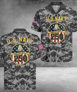 US Navy 250Th Years Of Service Patriotic Hawaiian Shirt