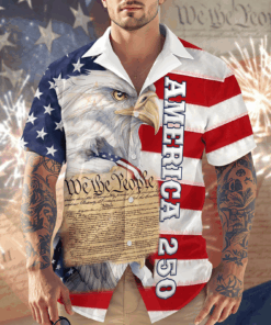Eagle America Independence Day Cool Hawaiian Shirt America 250 Merchandise Patriotic Mothers Day Gifts