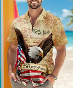 We The People 250 Years Of Freedom Hawaiian Shirt American Flag Patriotic America 250 Merchandise Gifts For Patriotic Dad