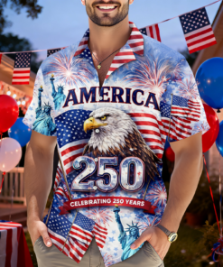 Celebrating 250th Anniversary United States Hawaiian Shirt 4th Of July Gift America 250 Merchandise Patriotic Gifts For Men