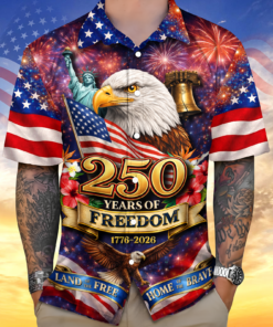 America Land Of The Free Home Of The Brave 250 Years Of Freedom Hawaiian Shirt America 250 Merchandise Best Patriotic Gifts
