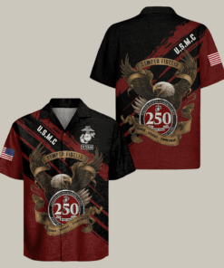 Eagle US Marines 250th Anniversary Hawaiian Shirt Semper Fidelis Shirt Marine Corps Present