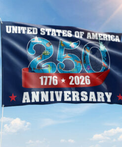250 USA Map Flag 250th Anniversary 1776-2026 American Patriotic Grommet Flag