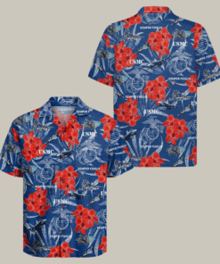US Marines 250th Years Of Service Hawaiian Shirt Floral USMC Clothes Gift For Veteran