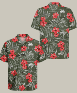 US Marines 250th Years Of Service Hawaiian Shirt Floral Marine Corps Shirt Best Gift For USMC