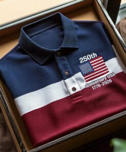 250th Anniversary USA Polo Shirt American Flag Patriotic Golf Shirt Independence Day Gift