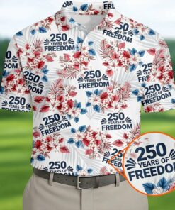 250 Years Of Freedom Golf Polo Shirt Tropical Vibe Retro Golf Shirt Gift for Him