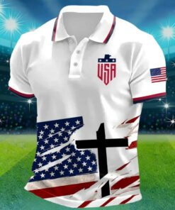 USA Soccer Polo Shirt World Cup 2026 Patriotic Cross Fan Gear Gift For Football Supporters