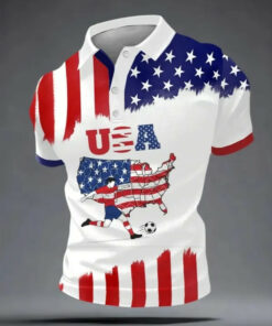 USA Soccer Polo Shirt World Cup 2026 Patriotic Map Fan Clothing Gift For Football Lovers