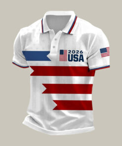 USA 2026 FIFA World Cup Polo Shirt American Flag World Cup Clothes Soccer Fans