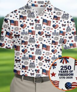 250 Years Of Freedom 1776-2026 Golf Polo Shirt Mens Polo Shirts Golf Presents For Dad
