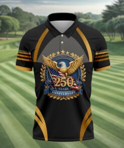 Bald Eagle 250 Years Anniversary Golf Polo Shirt Golf Polos For Men Gift For Golfers