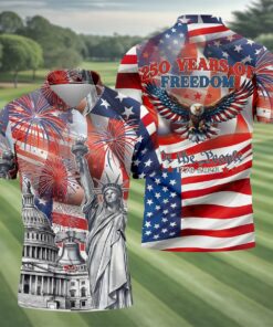 250 Years Of Freedom We The People Golf Polo Shirt July 4 Apparel Gifts For Male Golfers