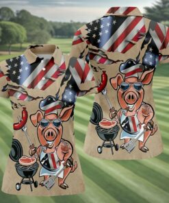 American Flag Funny BBQ 250th Anniversary Polo Shirt Ladies Golf Shirts Best Gift Ideas