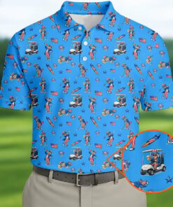 American 250 Years Birthday Polo Shirt Funny Man And Beer 4Th Of July Merch Gifts For Male Golfers