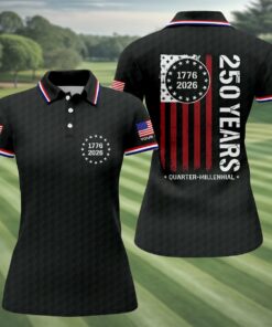 Personalized 250 Years Quarter Millennial Golf Polo Shirt Patriotic Merch Ladies Golf Gifts