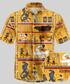 Alien Ancient Egyptian Murals Hawaiian Shirt
