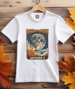 Back to the Moon Artemis II Shirt Rocket Moon Illustration