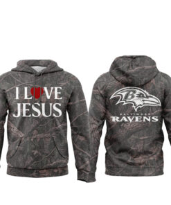 Baltimore Ravens 2026 I Love Jesus Forest Camo Hoodie