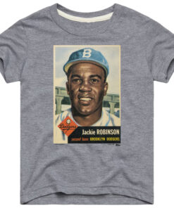 Brooklyn Dodgers Jackie Robinson Homage Gray Topps Baseball Card T-Shirt