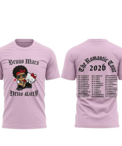 Bruno Mars x Hello Kitty 2026 The Romantic Tour Pop-Up Schedule Shirt