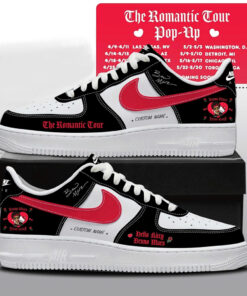 Custom Name Bruno Mars x Hello Kitty The Romantic Tour 2026 Black Air Force 1 Shoes Sneakers