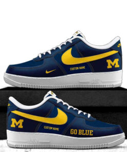 Custom Name Michigan Wolverines Go Blue Air Force 1 Shoes Sneakers