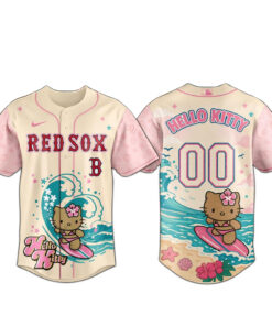 Custom Name and Number Boston Red Sox x Hello Kitty Surfing Kawaii Summer 2026 Baseball Jersey