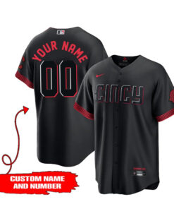 Custom Name and Number Cincinnati Reds City Connect 2026 Black Baseball Jersey