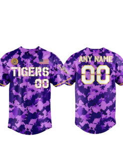 Custom Name and Number LSU Tigers 2026 Purple Camo Baseball Jersey