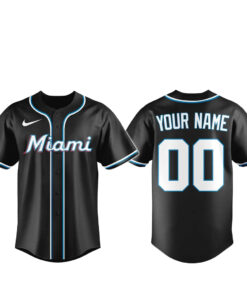 Custom Name and Number Miami Marlins Blackout Built For The Night 2026 Baseball Jersey